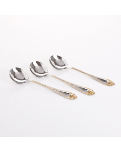 Spoons set 6 pieces silver with golden edges