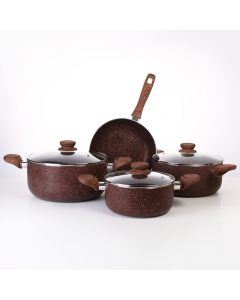 7-piece cookware set, brown