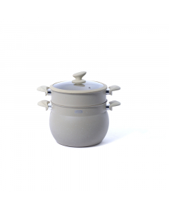 Beige granite coated steam pot, 8 litres