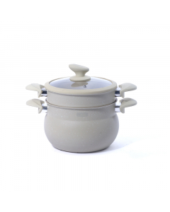 Beige granite coated steam pot, 10 litres