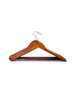A set of 5 wooden clothes hangers