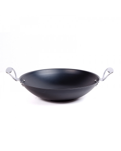Black frying pan with two hands, size 30, Japanese
