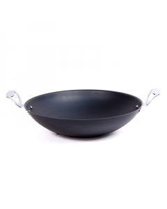 Black frying pan with two hands, size 33, Japanese