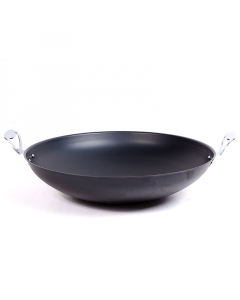 Black frying pan with two hands, size 42, Japanese