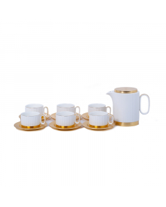 A set of teapot + 6 cups and white tofaria