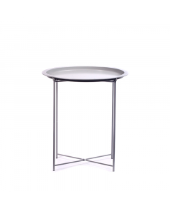 Gray circular serving table
