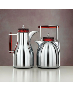 Silver Shahd thermos set with red handle