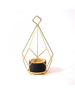 Black incense burner with golden stand