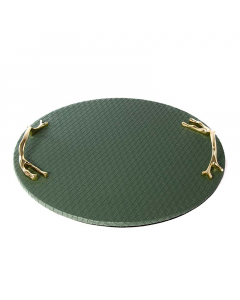 green leather serving tray