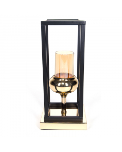 Small gold candlestick with black decoration