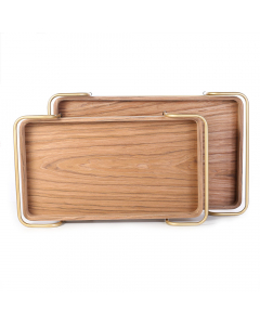Rectangular wooden serving set