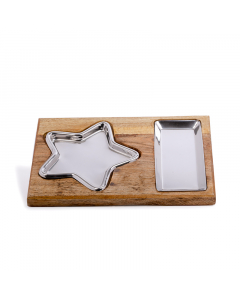 Star wood serving plate