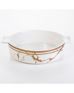 Serving plate a white circular porcelain