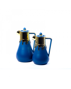 Drip thermos set, blue and gold