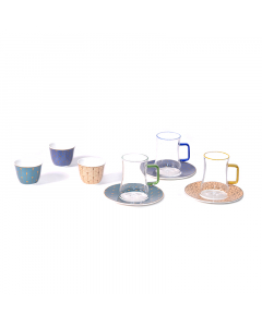 tea and cawcups 18 colored pieces