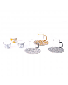 tea and cawcups set 18 gray pieces brown