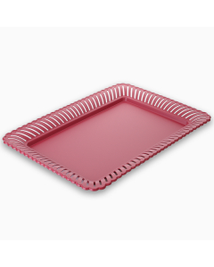 tray serving a red stainless steel