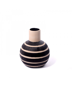 Black striped decorative vase