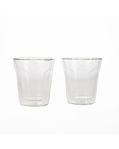 Double glass tea cups set of two pieces
