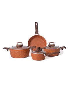 Ceramic pots set 7 pieces orange