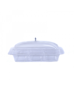 3-section acrylic serving plate with lid