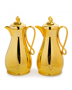 Mayar thermos set, gold, with silver decoration, 2 pieces