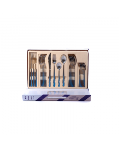 Set of steel spoons, 24 pieces, blue
