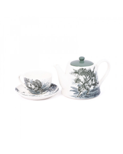 Gray porcelain tea set 9 pieces