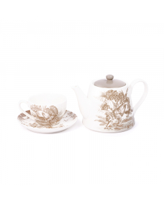 Brown porcelain tea set of 9 pieces