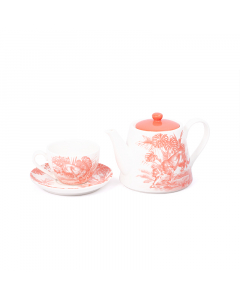 Pink porcelain tea set 9 pieces