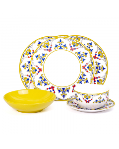 Dinner set 24 pieces yellow pattern