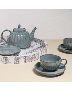 Gray 10-piece porcelain tea set