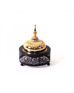 Black round date bowl golden cover