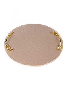beige leather serving tray