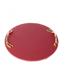 burgundy leather serving tray
