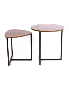 Two-piece wooden side tables