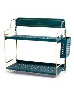 Green two-tier spice container organizer rack