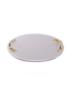 white leather serving tray