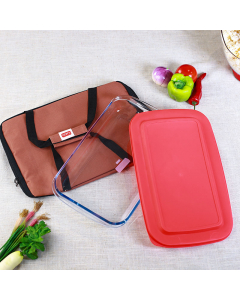 Glass oven tray with lid + bag