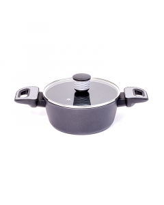 Non-stick coated saucepan with glass lid size 20