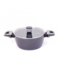 Non-stick coated saucepan with glass lid, size 24