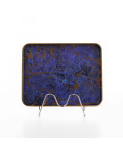 small rectangle dark blue gilded serving tray