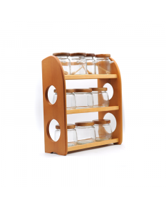 A set of 10-piece spice boxes with a stand