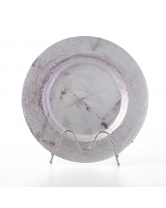 Marble serving plate with purple engraving