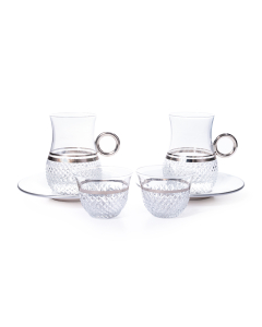 A set of 18-piece silver teacups and cups