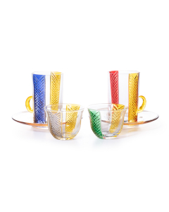 A set of 18 colorful cups and cups