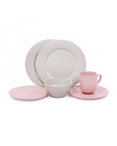 Dinner set 16 pieces   pink engraved