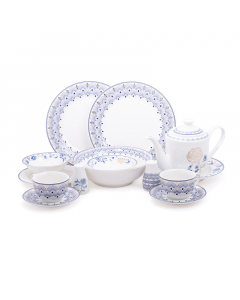 porcelain Dinner Set 40 pieces with blue engraving