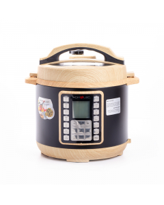 Home elec pressure cooker, 6 liters, 1000 watts, light wood