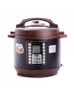 Home elec pressure cooker, 8 liters, 1200 watts, dark wood